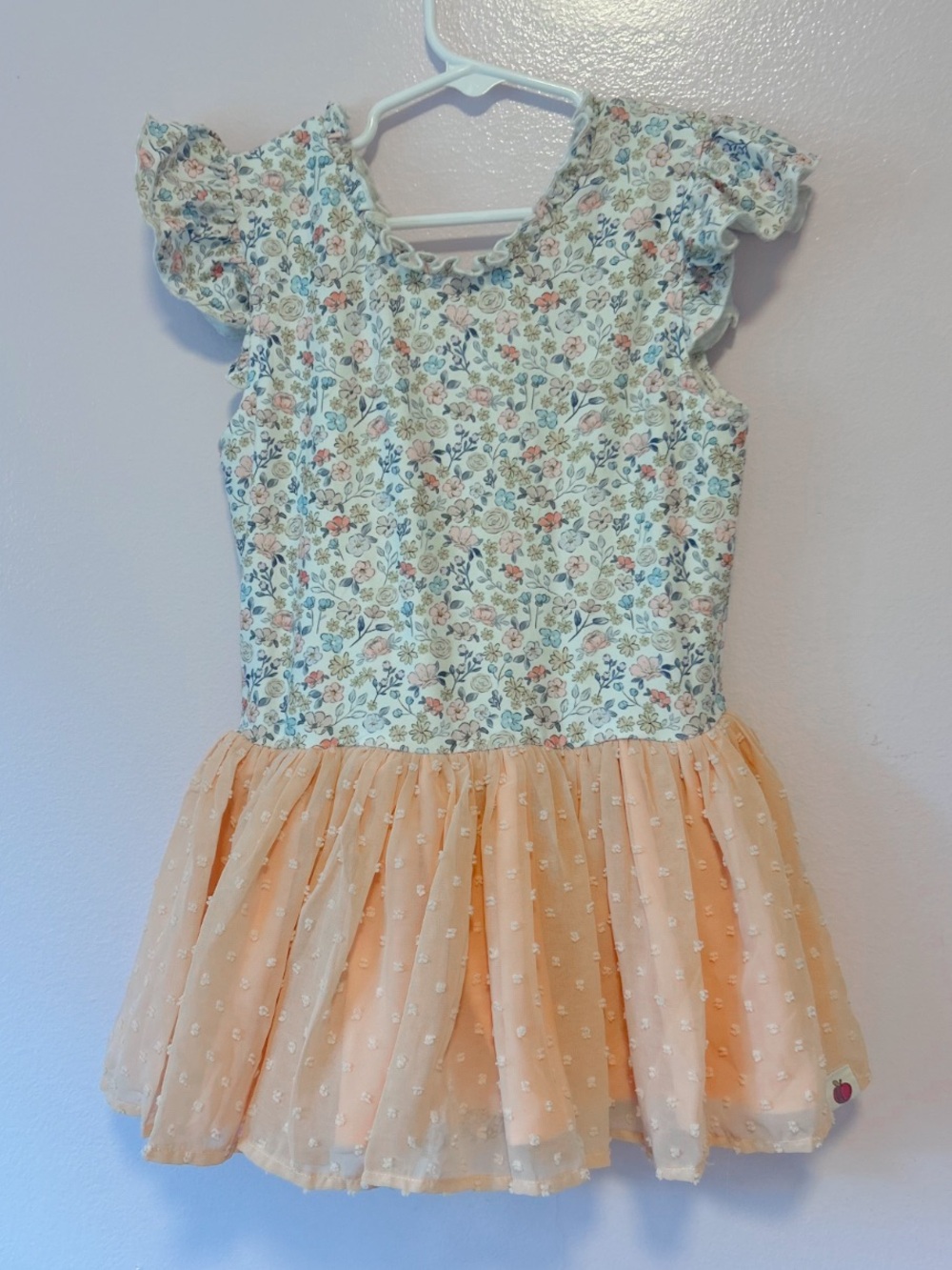 Cheeky Plum Floral Peach Skirted Leotard  Sz 7